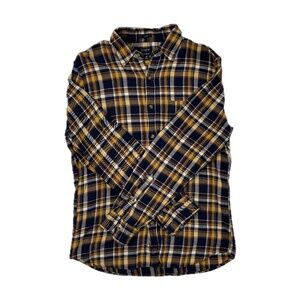 J.Crew Men’s Plaid Flannel Shirt - Size Medium, Yellow/Navy